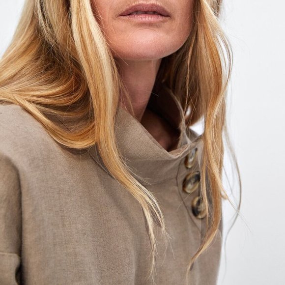 ZARA LINEN TOP WITH BUTTONS - Picture 2 of 16